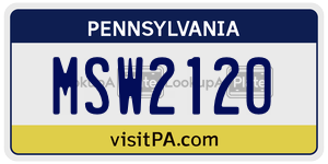 MSW2120 license plate in Pennsylvania