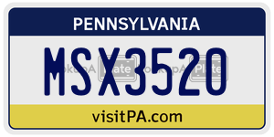 MSX3520 license plate in Pennsylvania