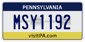 MSY1192  license plate in PA