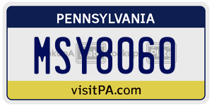 MSY8060  license plate in PA