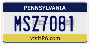 MSZ7081  license plate in PA