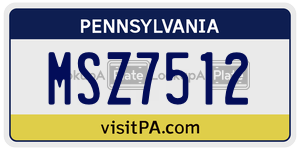 MSZ7512  license plate in PA