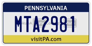 MTA2981  license plate in PA