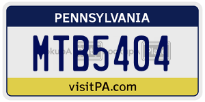 MTB5404 license plate in Pennsylvania