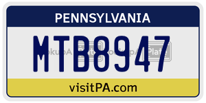 MTB8947 license plate in Pennsylvania