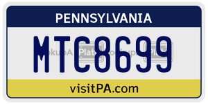 MTC8699 license plate in Pennsylvania