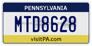 MTD8628 license plate in Pennsylvania