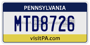 MTD8726 license plate in Pennsylvania