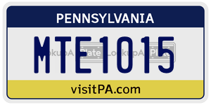 MTE1015 license plate in Pennsylvania