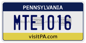 MTE1016 license plate in Pennsylvania
