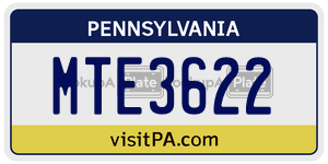 MTE3622  license plate in PA