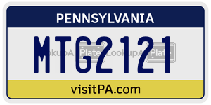 MTG2121 license plate in Pennsylvania