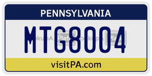 MTG8004  license plate in PA