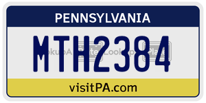 MTH2384  license plate in PA