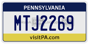 MTJ2269 license plate in Pennsylvania