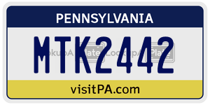 MTK2442 license plate in Pennsylvania