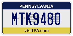 MTK9480 license plate in Pennsylvania