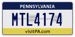 MTL4174  license plate in PA