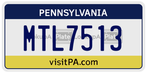 MTL7513 license plate in Pennsylvania