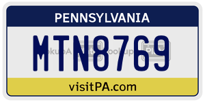 MTN8769 license plate in Pennsylvania