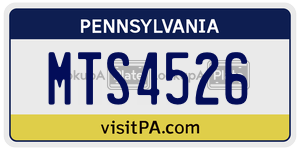 MTS4526 license plate in Pennsylvania
