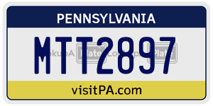 MTT2897 license plate in Pennsylvania