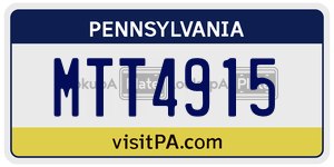 MTT4915 license plate in Pennsylvania