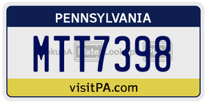 MTT7398 license plate in Pennsylvania