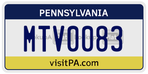 MTV0083  license plate in PA