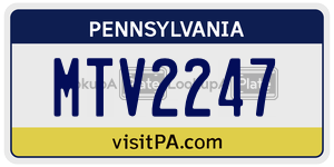 MTV2247 license plate in Pennsylvania