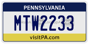 MTW2233  license plate in PA
