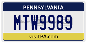 MTW9989  license plate in PA
