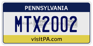 MTX2002  license plate in PA