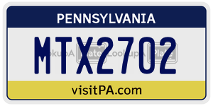 MTX2702  license plate in PA