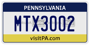 MTX3002  license plate in PA