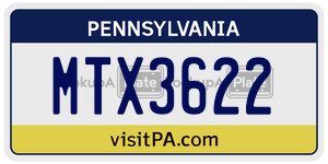 MTX3622  license plate in PA