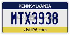 MTX3938  license plate in PA