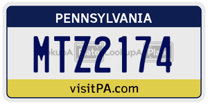 MTZ2174  license plate in PA