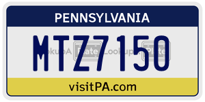 MTZ7150  license plate in PA