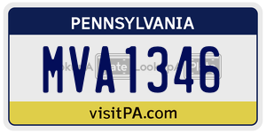 MVA1346 license plate in Pennsylvania