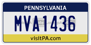 MVA1436 license plate in Pennsylvania