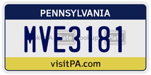 MVE3181 license plate in Pennsylvania