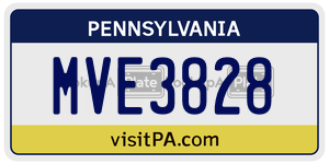 MVE3828 license plate in Pennsylvania