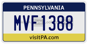MVF1388 license plate in Pennsylvania
