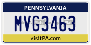 MVG3463  license plate in PA