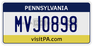 MVJ0898  license plate in PA