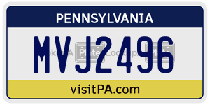 MVJ2496  license plate in PA