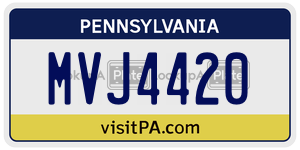 MVJ4420 license plate in Pennsylvania
