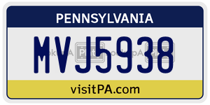 MVJ5938  license plate in PA