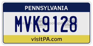 MVK9128 license plate in Pennsylvania
